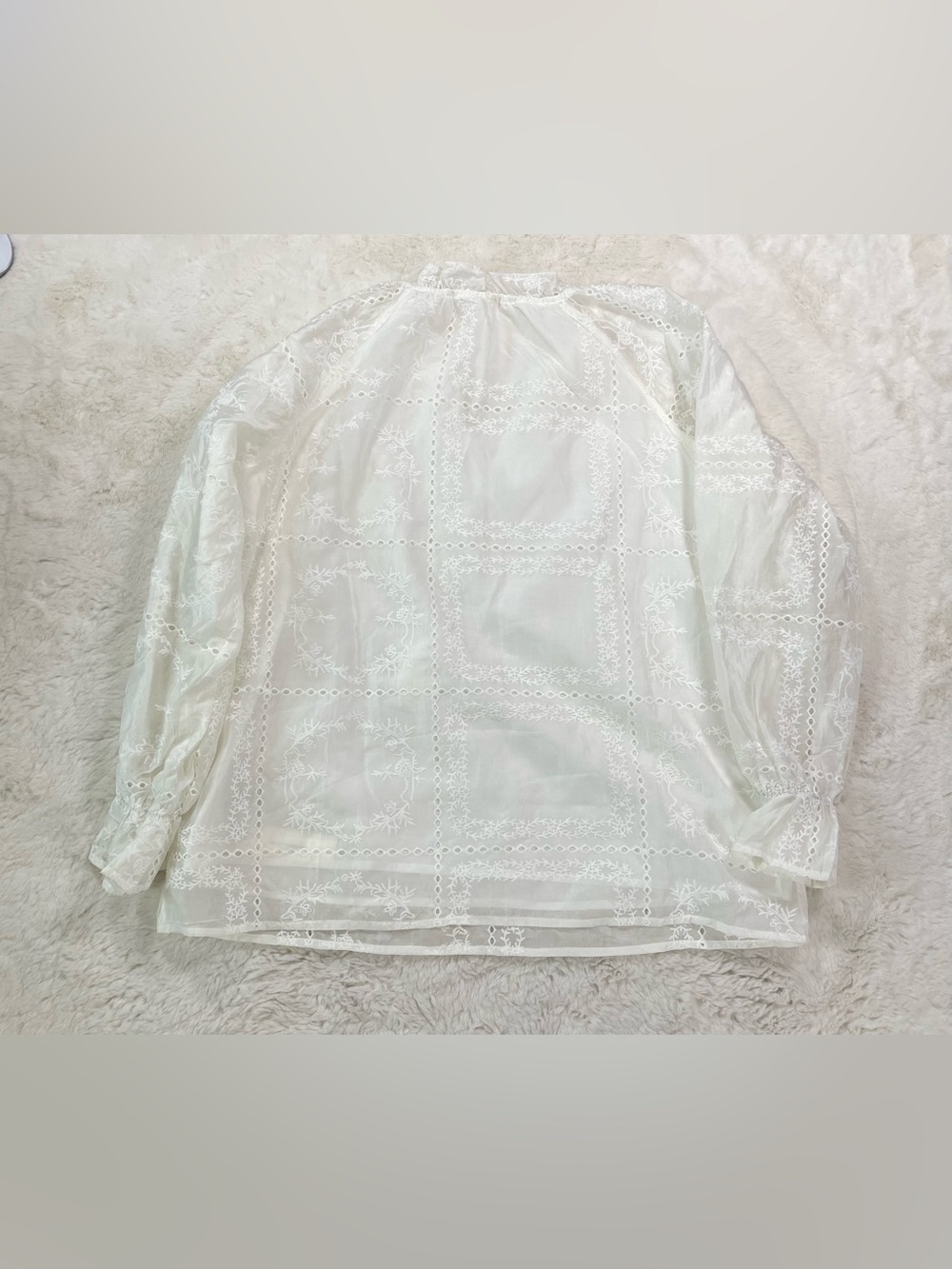 Commense white Embroidered Lace Peasant Top, Size XL, - Picture 6 of 11